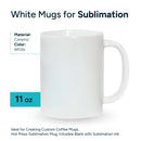 White Mugs for sublimation 11 oz (Box of 12 and 36 Units.)