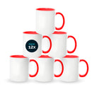 Red mugs inside and on handles for sublimation 11 oz