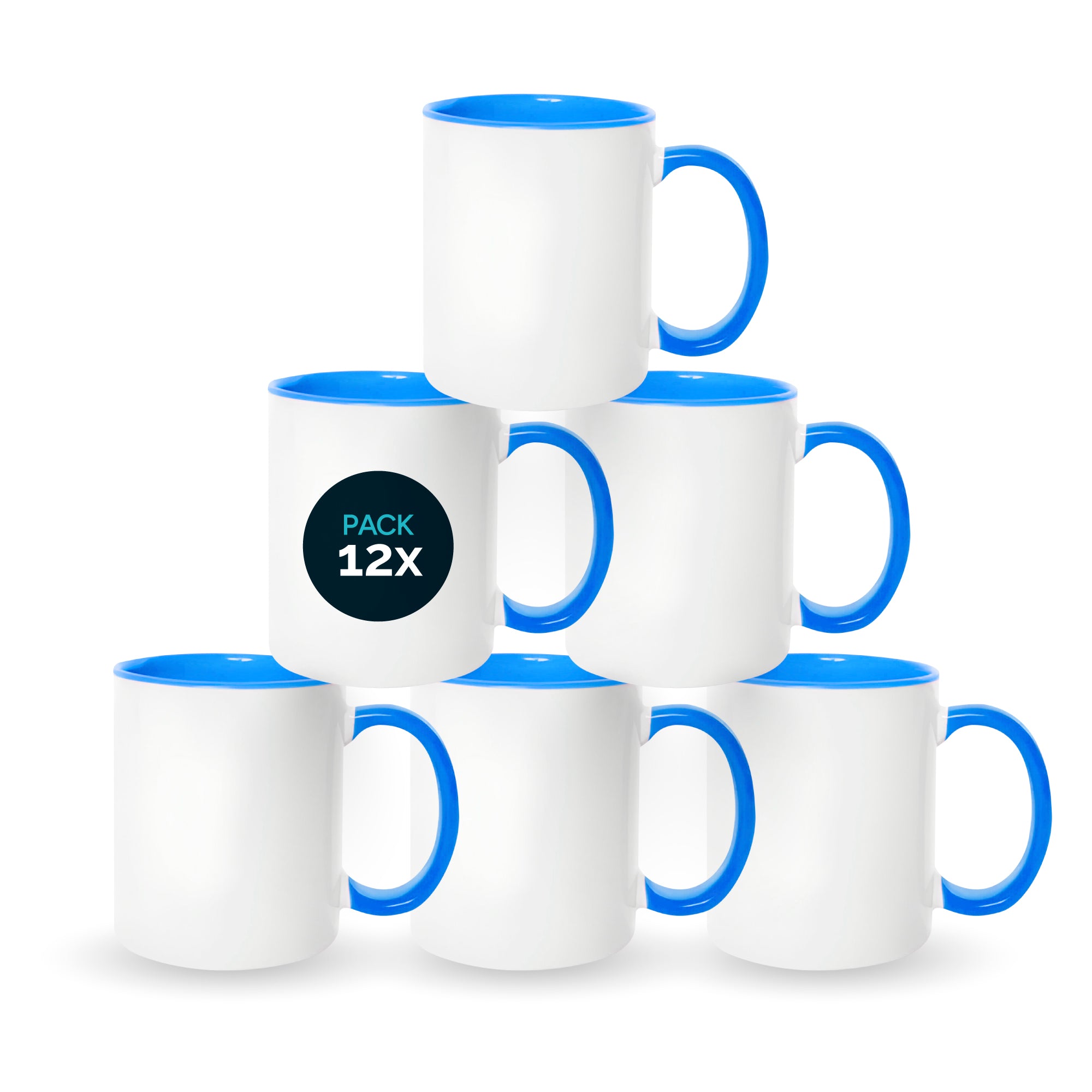 Light blue mugs inside and on handles for sublimation 11 oz