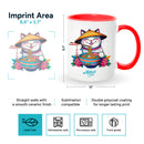 Red mugs inside and on handles for sublimation 11 oz