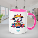 Pink mugs inside and on handles for sublimation 11 oz