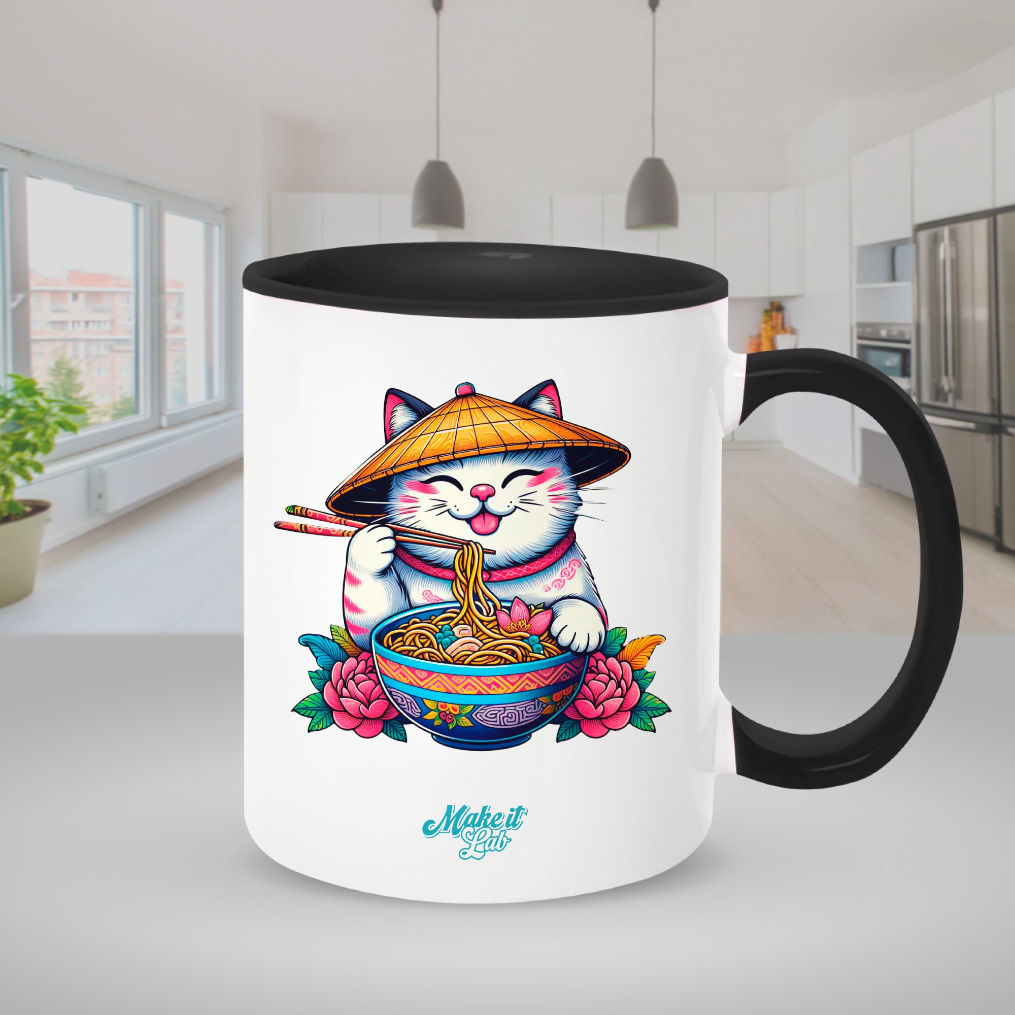 Black mugs inside and on handles for sublimation 11 oz