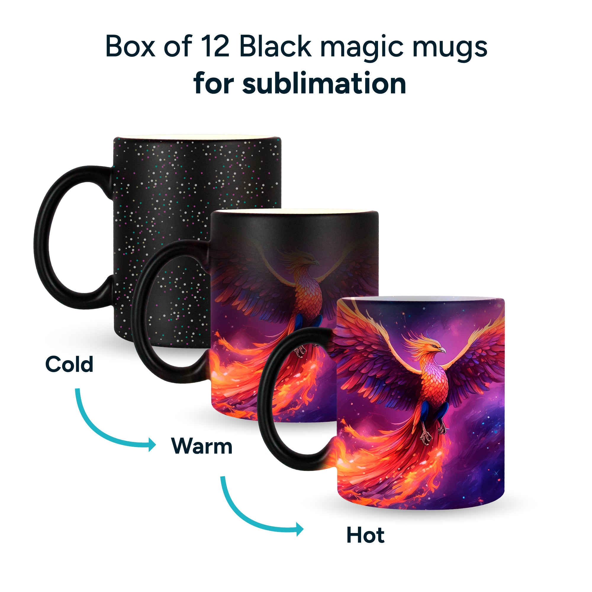 Glitter Black magic mug for sublimation 11 oz - By Box of 36