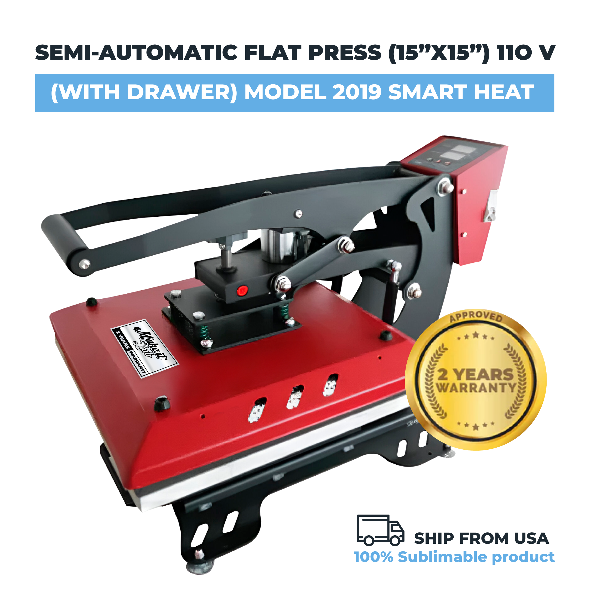 NEW Make it Lab AUTO OPEN Heat Press Machine 15 x 15