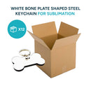 White Bone Plate Shaped Steel Keychain